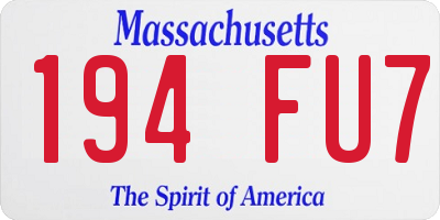 MA license plate 194FU7
