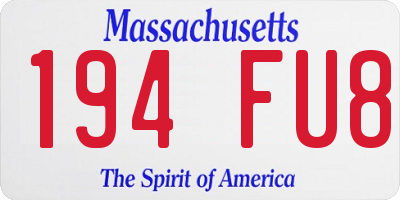 MA license plate 194FU8