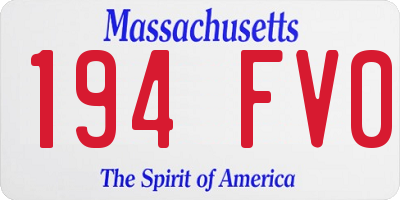 MA license plate 194FV0