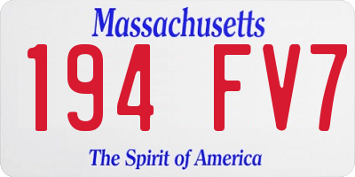 MA license plate 194FV7