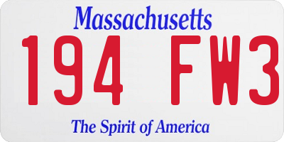 MA license plate 194FW3
