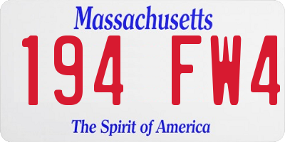 MA license plate 194FW4