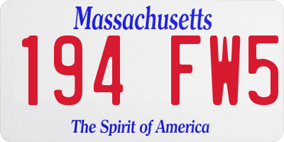 MA license plate 194FW5