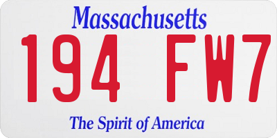 MA license plate 194FW7