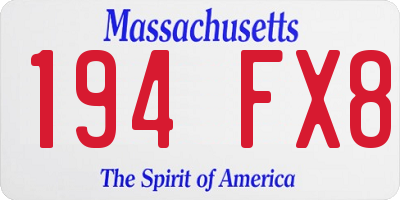 MA license plate 194FX8