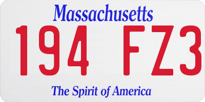 MA license plate 194FZ3