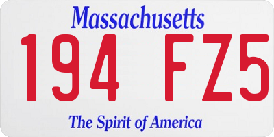 MA license plate 194FZ5