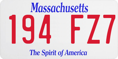 MA license plate 194FZ7