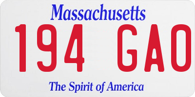 MA license plate 194GA0