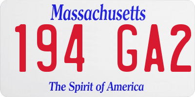MA license plate 194GA2