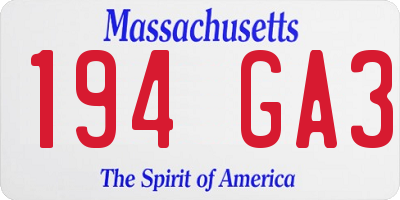 MA license plate 194GA3