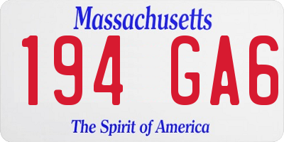 MA license plate 194GA6