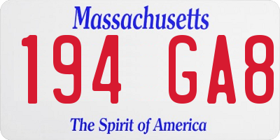 MA license plate 194GA8