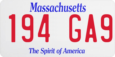MA license plate 194GA9