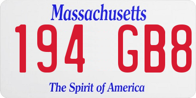 MA license plate 194GB8