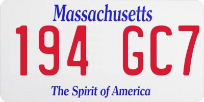 MA license plate 194GC7