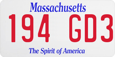 MA license plate 194GD3