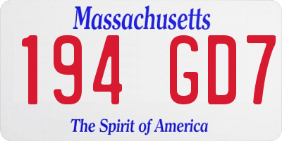 MA license plate 194GD7