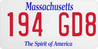 MA license plate 194GD8