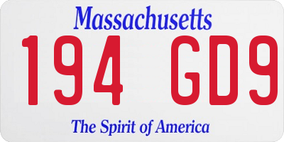 MA license plate 194GD9
