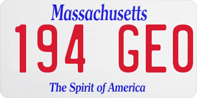 MA license plate 194GE0