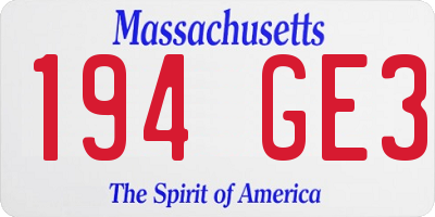 MA license plate 194GE3