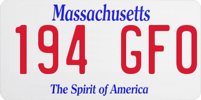 MA license plate 194GF0