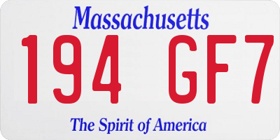MA license plate 194GF7