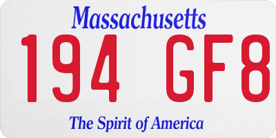 MA license plate 194GF8
