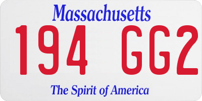 MA license plate 194GG2
