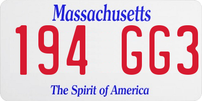 MA license plate 194GG3