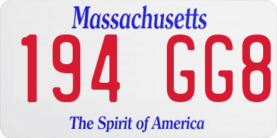 MA license plate 194GG8