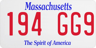 MA license plate 194GG9