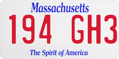 MA license plate 194GH3