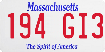 MA license plate 194GI3