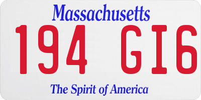 MA license plate 194GI6