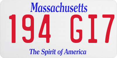 MA license plate 194GI7