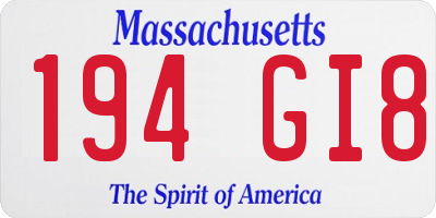 MA license plate 194GI8