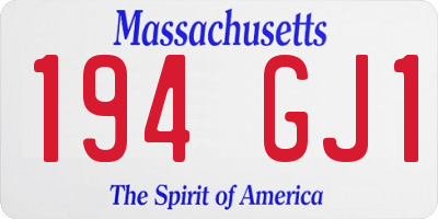 MA license plate 194GJ1