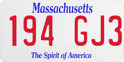 MA license plate 194GJ3
