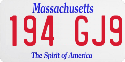 MA license plate 194GJ9
