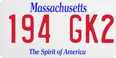 MA license plate 194GK2