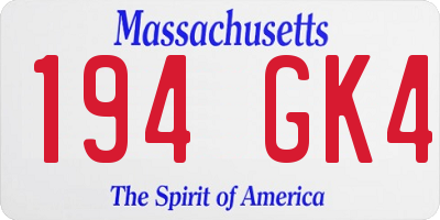 MA license plate 194GK4