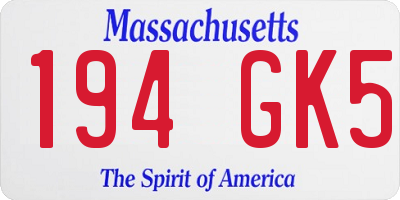 MA license plate 194GK5