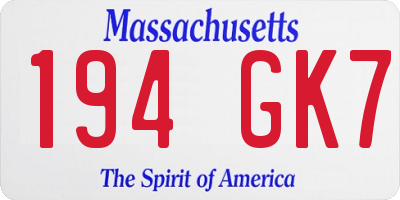 MA license plate 194GK7