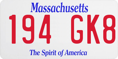 MA license plate 194GK8