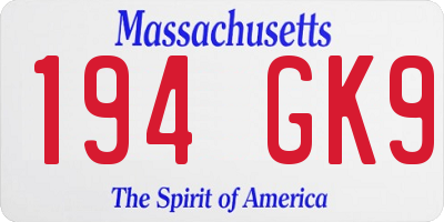 MA license plate 194GK9