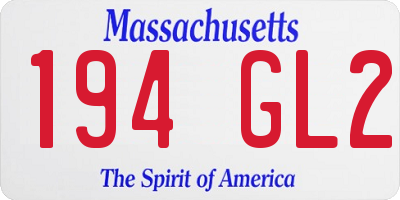 MA license plate 194GL2