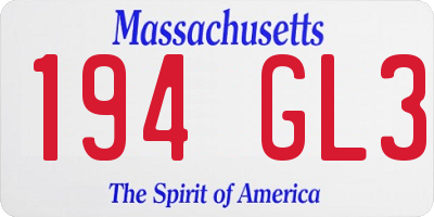MA license plate 194GL3