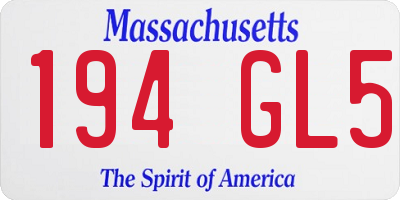 MA license plate 194GL5